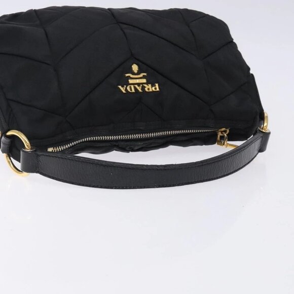PRADA Shoulder Bag Nylon Black Gold Auth ki5865 - Picture 8 of 16